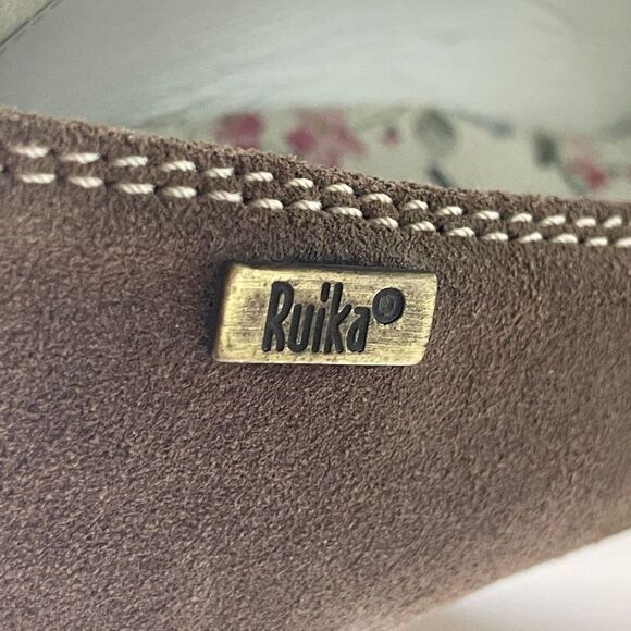 Ruika Women's Suede Peep Toe Stripes Platform Heel Brown‎ Size 39 - Picture 3 of 9